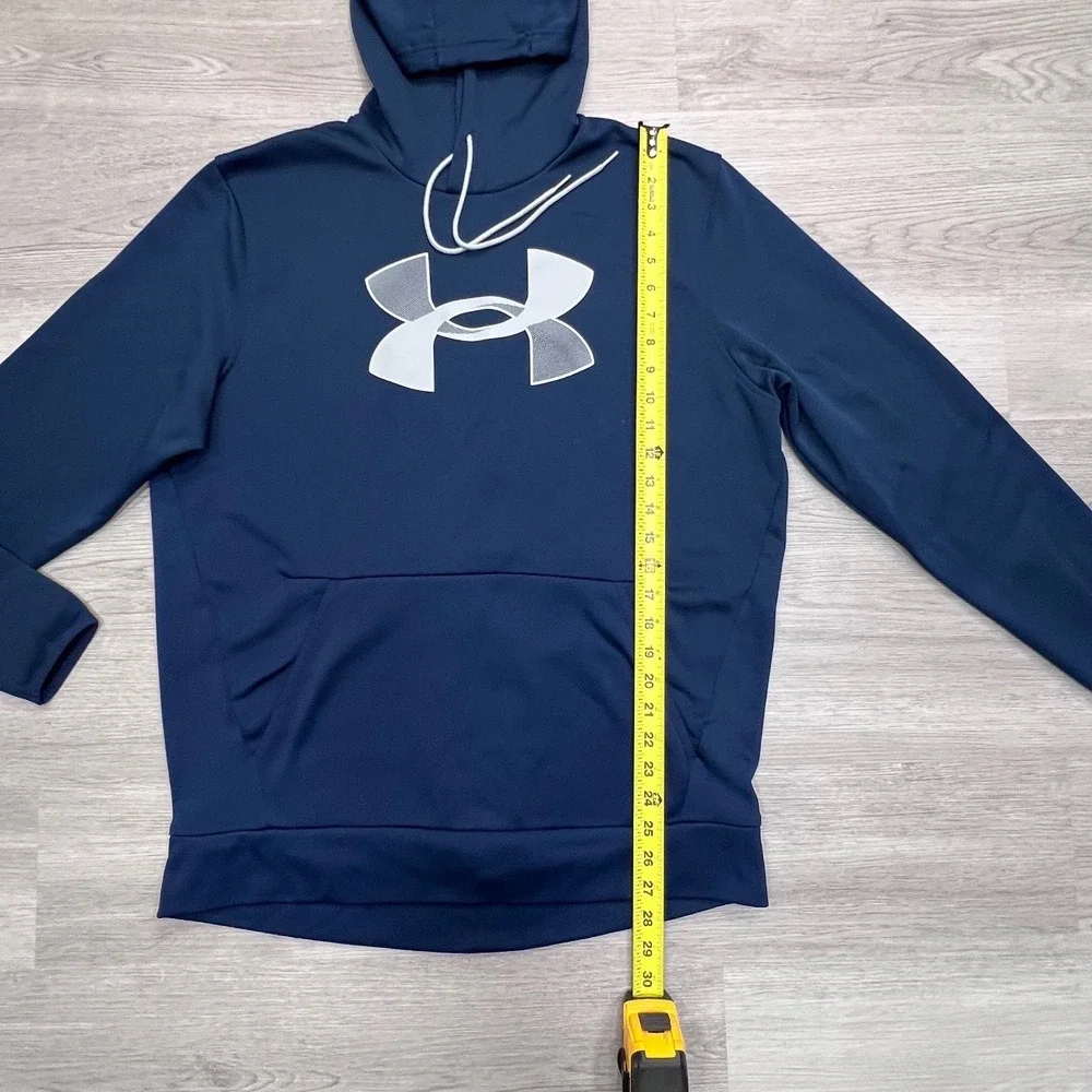 Under Armour Mens ColdGear Pullover Hoodie Academy Blue Logo 1357085 LG